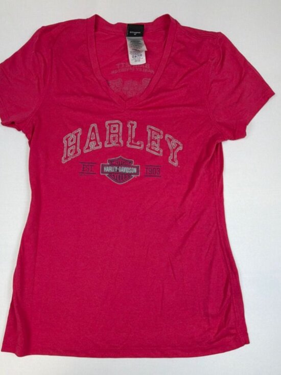 Harley-Davidson Tops - Harley Davidson Women M Pink V-Neck Graphic T-Shirt Barnett El Paso Texas